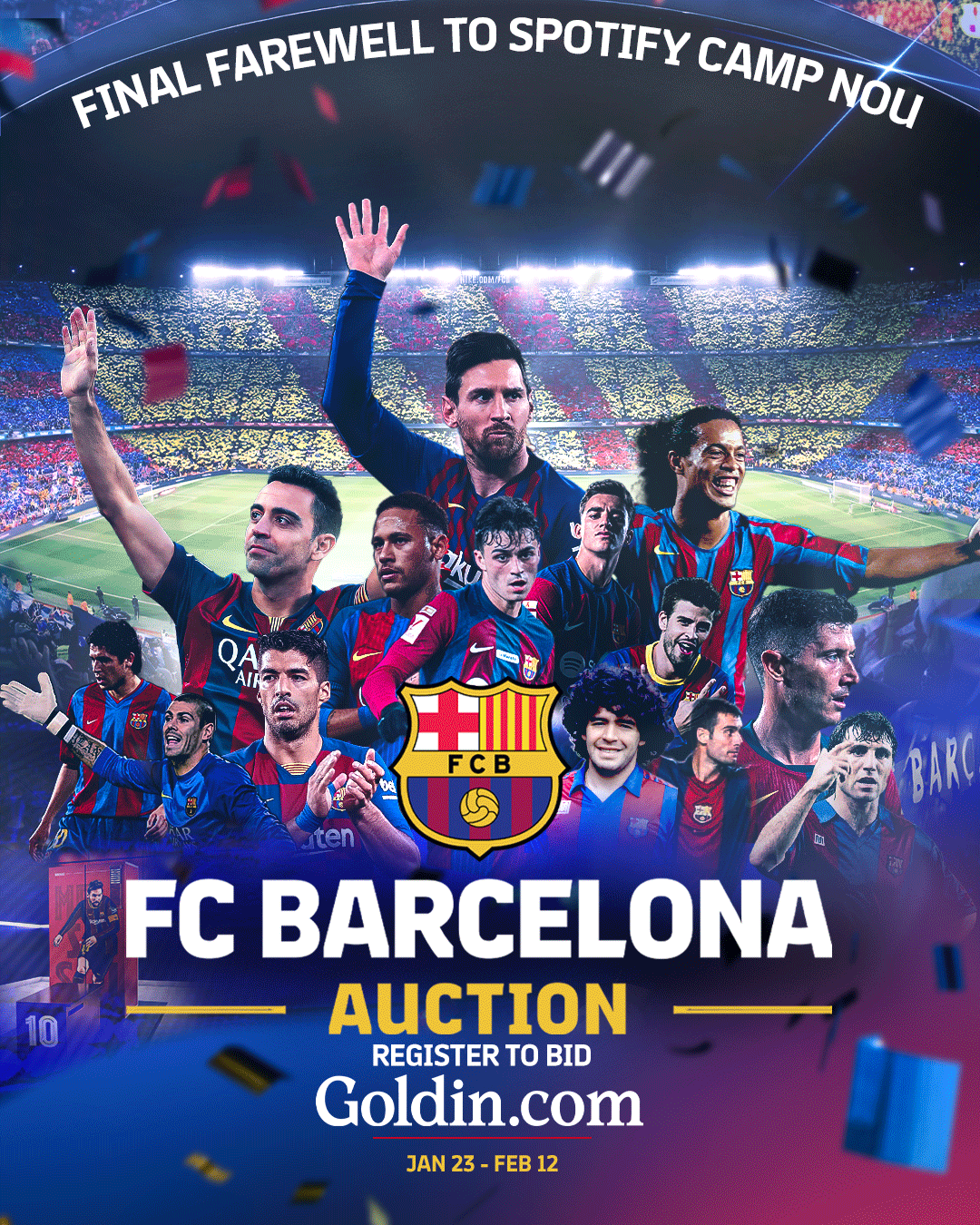 FC Barcelona Goldin auction sports graphic design